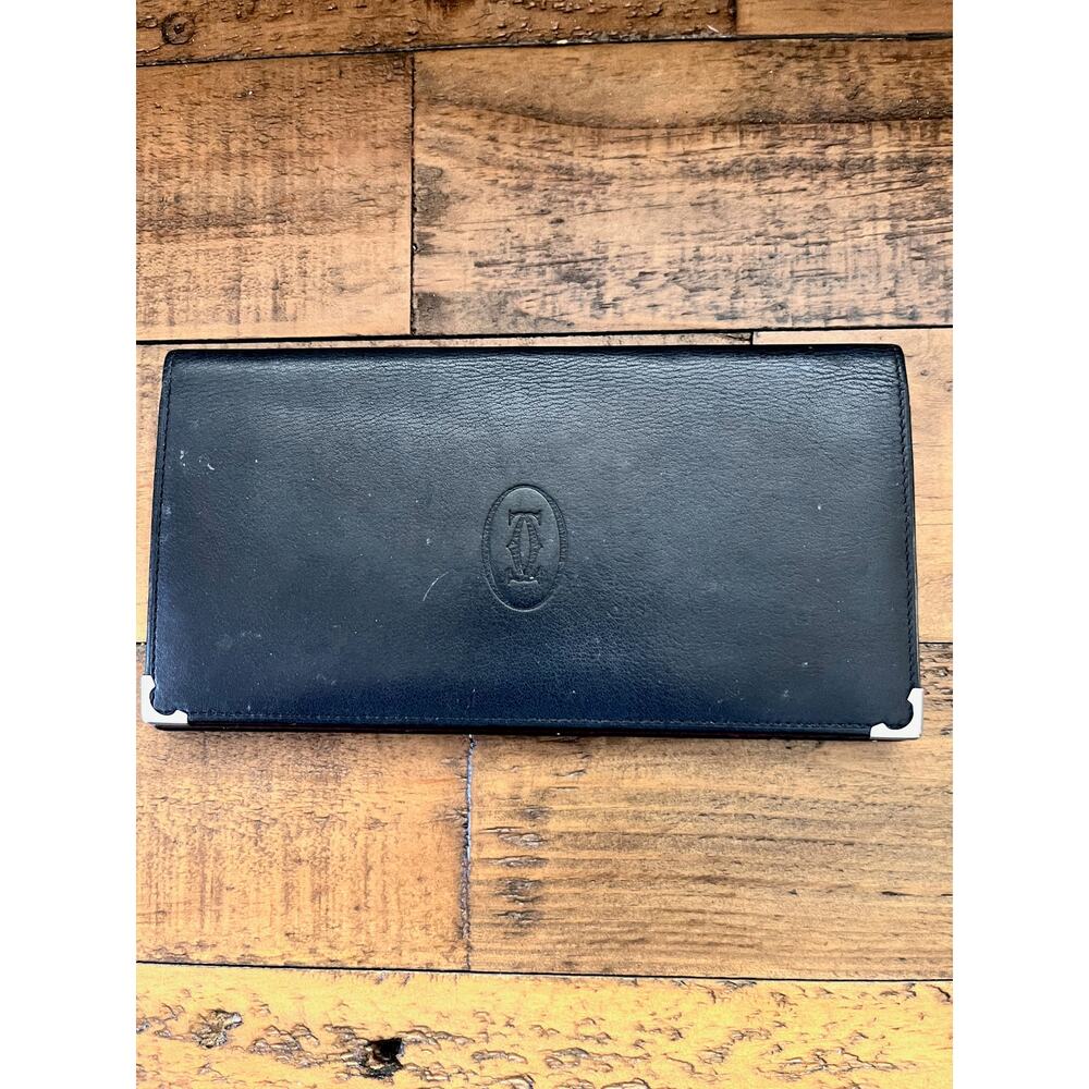 CARTIER Long wallet Cabochon Bordeaux Leather With Authenticity Card